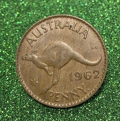 Australian 1 Cent LARGE PENNY COIN 1962 Queen Elizabeth VG/F CONDITION