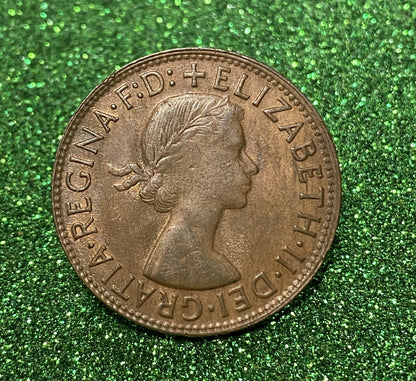 Australian 1 Cent LARGE PENNY COIN 1963 Queen Elizabeth VG/F CONDITION