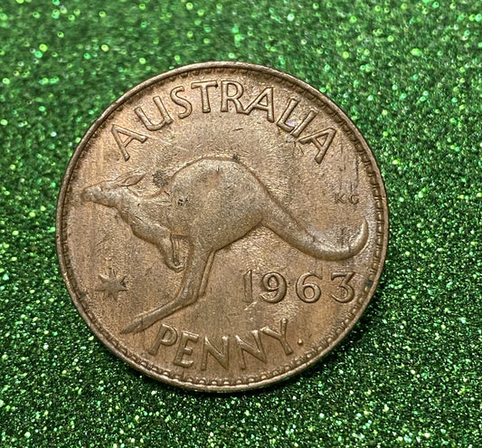 Australian 1 Cent LARGE PENNY COIN 1963 Queen Elizabeth VG/F CONDITION