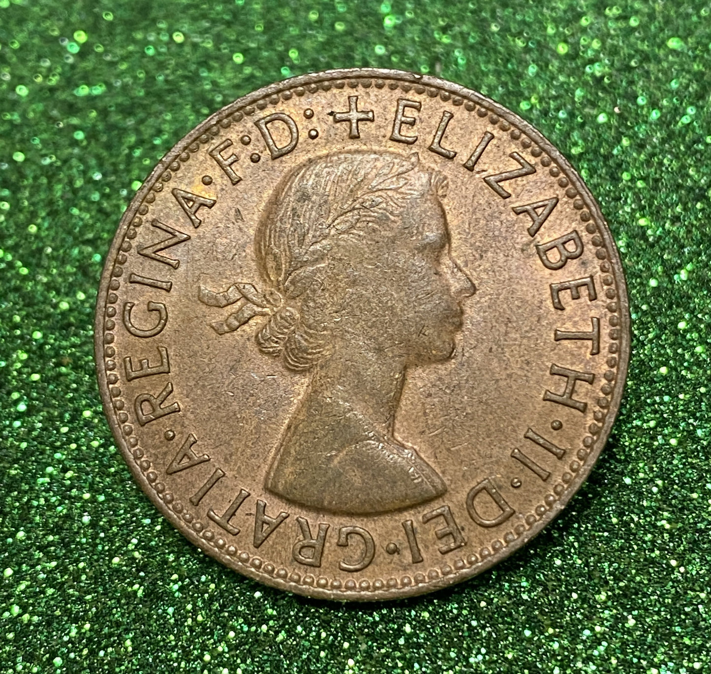 Australian 1 Cent LARGE PENNY COIN 1963 Queen Elizabeth VG/F CONDITION