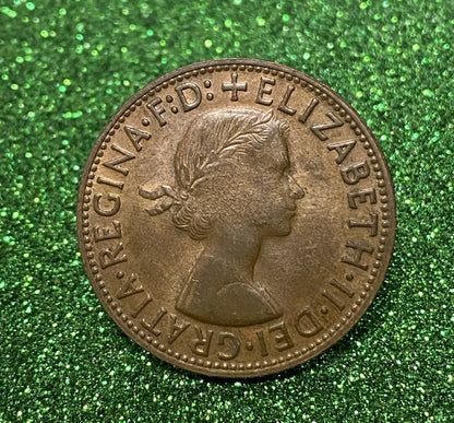 Australian 1 Cent LARGE PENNY COIN 1964 Queen Elizabeth VG/F CONDITION