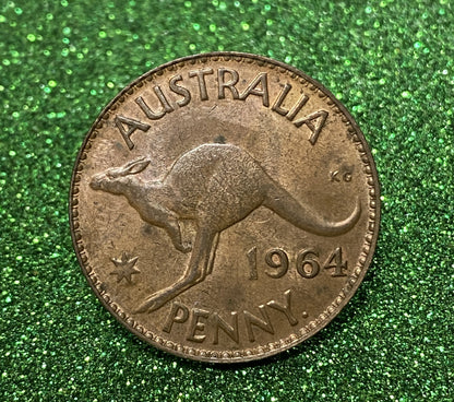 Australian 1 Cent LARGE PENNY COIN 1964 Queen Elizabeth VG/F CONDITION