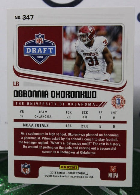 2018 PANINI SCORE OGBONNIA OKORONKWO  # 347 DRAFT ROOKIE NFL LOS ANGELES RAMS  GRIDIRON  CARD