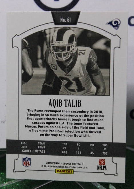 2019 PANINI LEGACY AQIB TALIB # 61 NFL LOS ANGELES RAMS  GRIDIRON  CARD