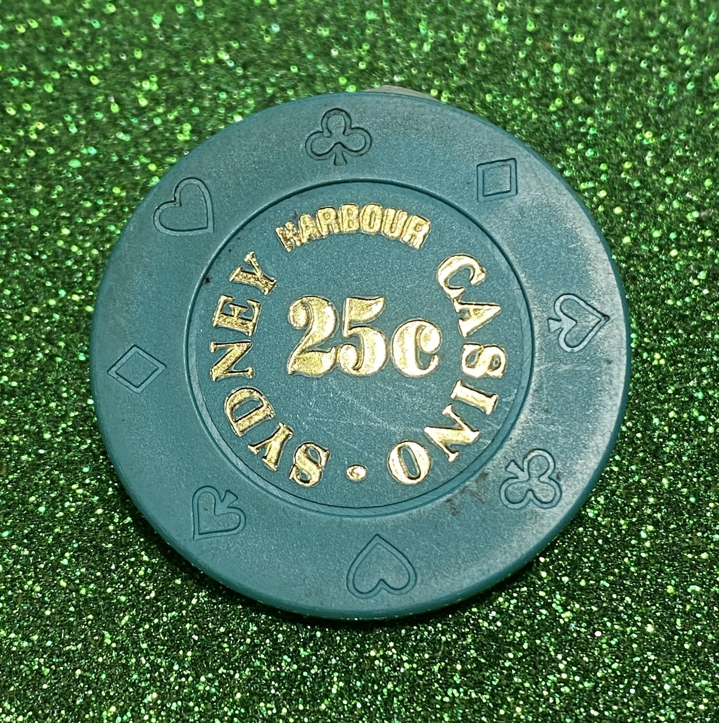 AUSTRALIA SYDNEY HARBOUR CASINO POKER CHIP 25 CENT GAMING TOKEN COIN VF/VF+