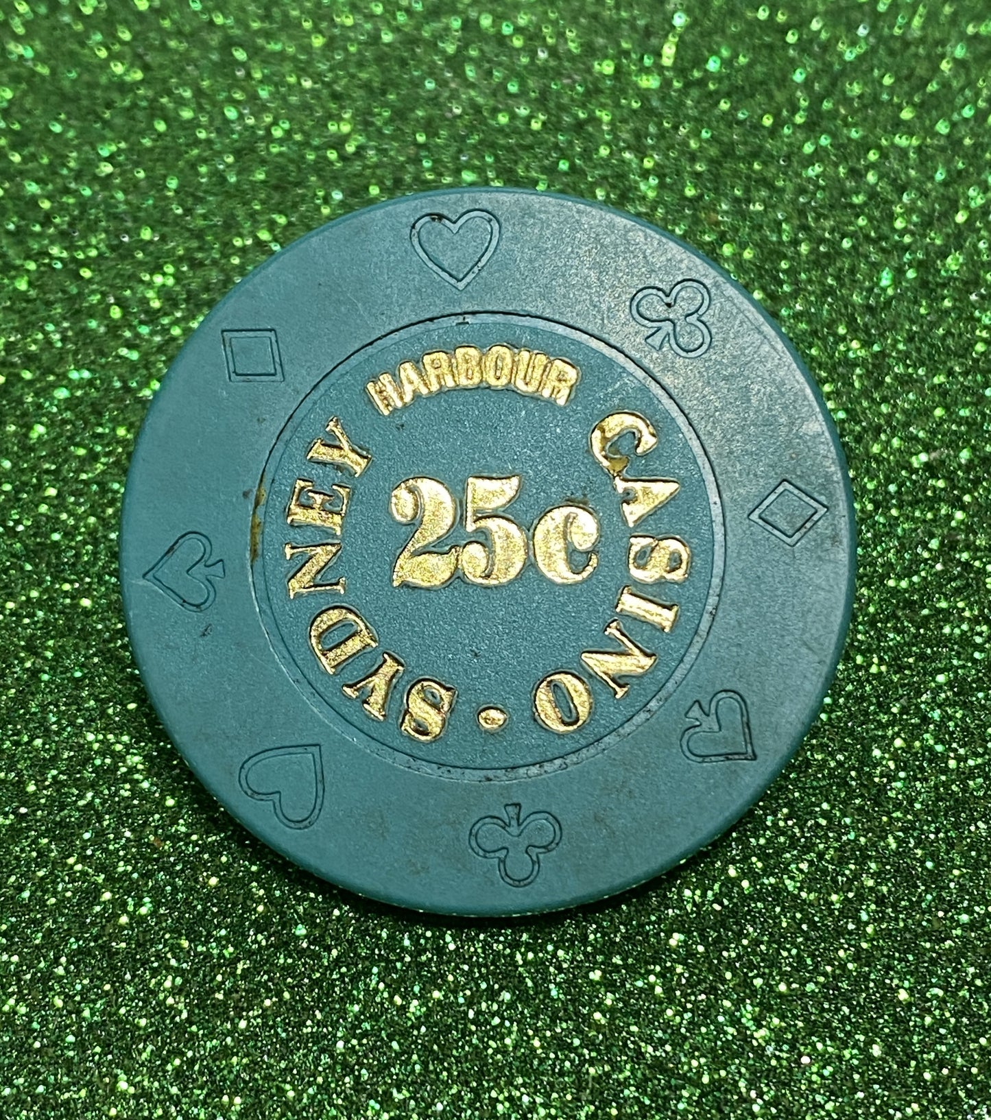 AUSTRALIA SYDNEY HARBOUR CASINO POKER CHIP 25 CENT GAMING TOKEN COIN VF/VF+