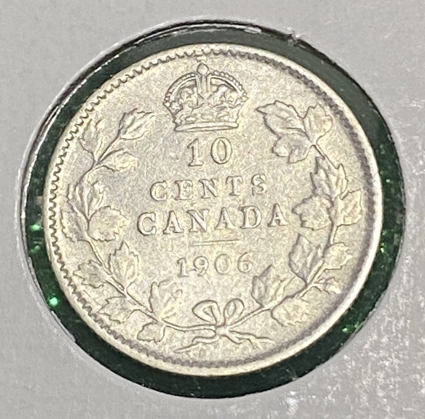 CANADIAN 1906 DIME 10 CENTS SILVER COIN KING EDWARD VII (G / VG)