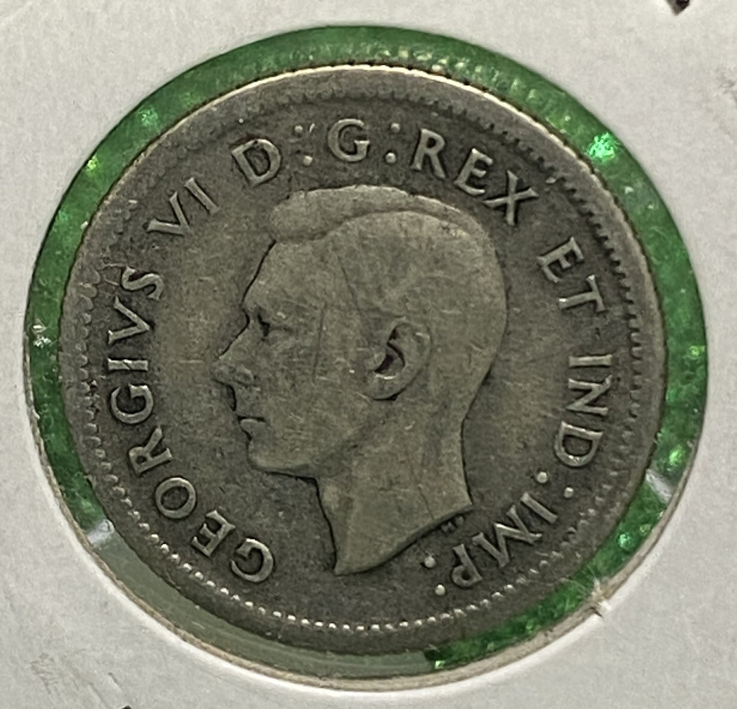 CANADIAN 1938 DIME 10 CENTS SILVER COIN KING GEORGE VI (G / VG)