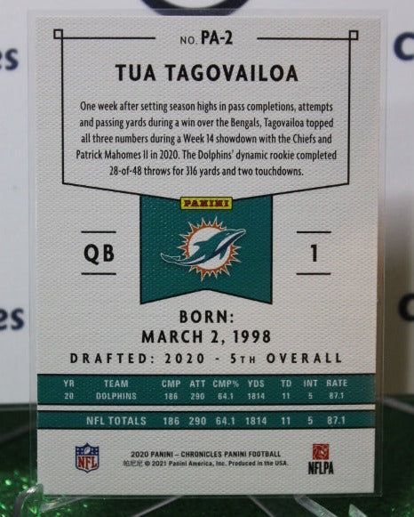 2020 PANINI CHRONICLES TUA TAGOVAILOA # PA-2 ROOKIE NFL MIAMI DOLPHINS GRIDIRON  CARD