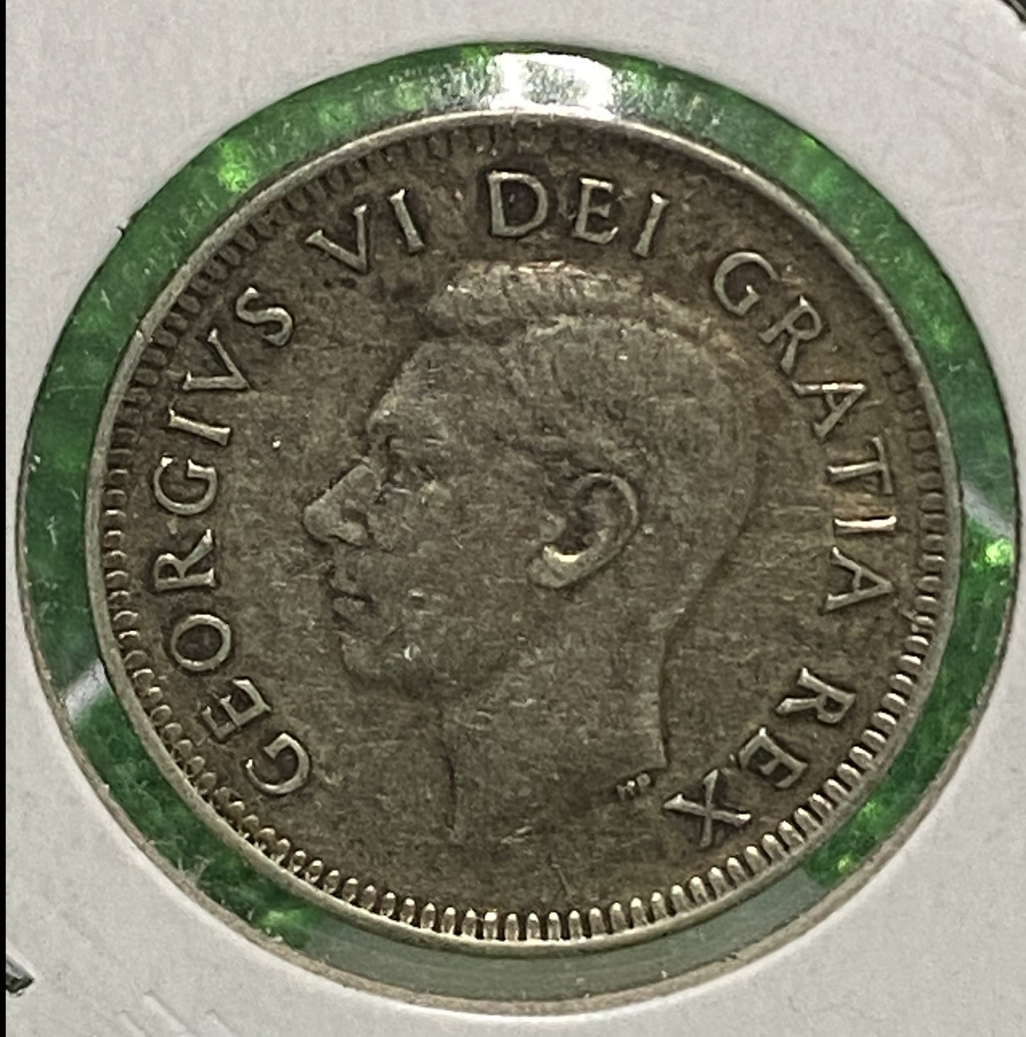 CANADIAN 1949 DIME 10 CENTS SILVER COIN KING GEORGE VI (VG / F)