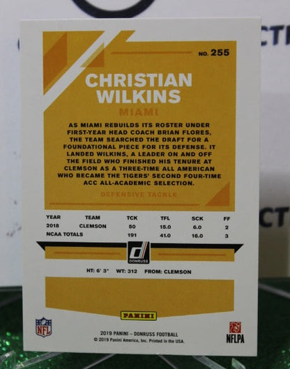 2019 PANINI DONRUSS CHRISTIAN WILKINS # 255 ROOKIE  NFL MIAMI DOLPHINS GRIDIRON  CARD