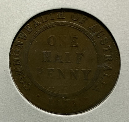 Australian HALF PENNY COIN 1921 KING GEORGE V ( G/VG ) CONDITION