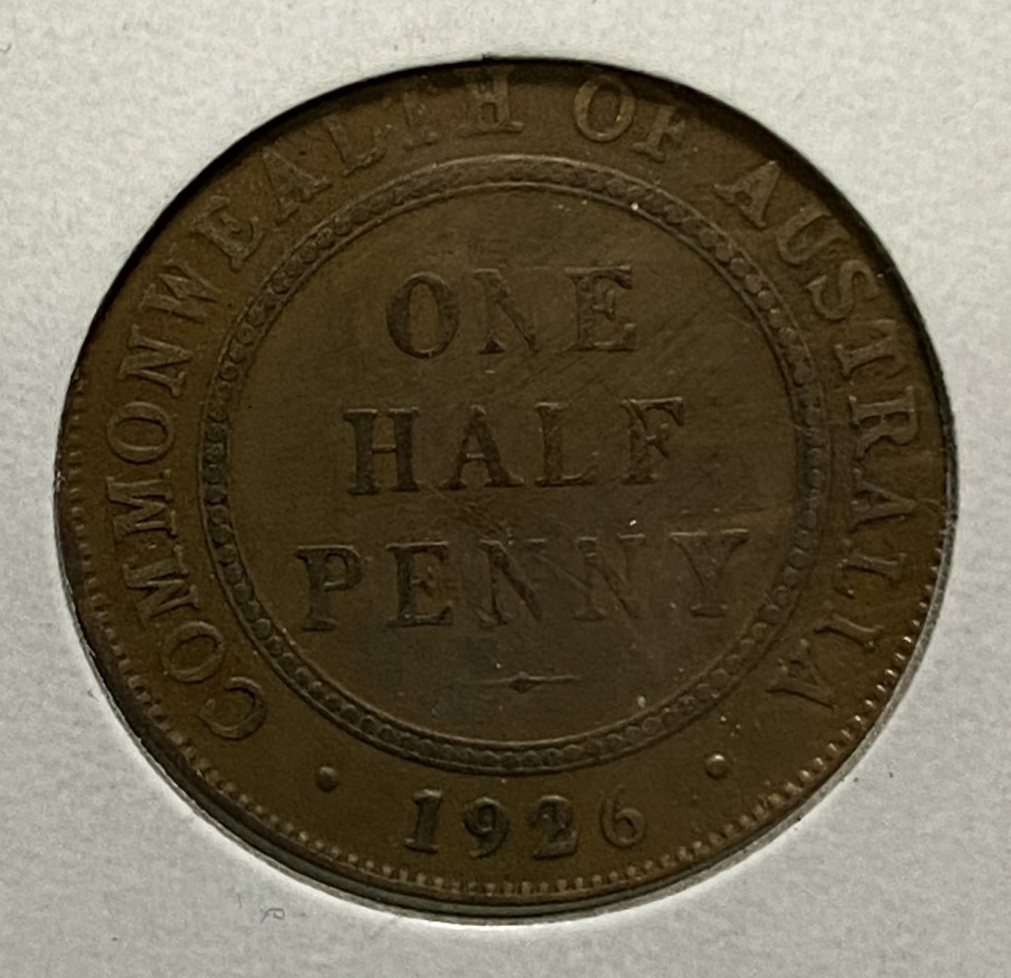 Australian HALF PENNY COIN 1926 KING GEORGE V ( F/VF ) CONDITION