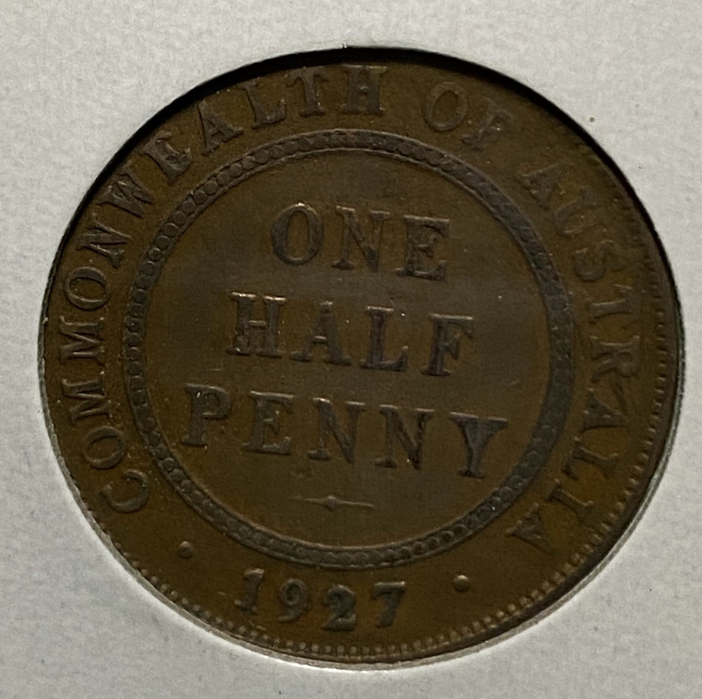 Australian HALF PENNY COIN 1927 KING GEORGE V ( F/VF ) CONDITION