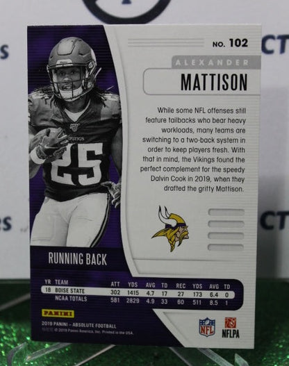 2019 PANINI ABSOLUTE ALEXANDER MATTISON # 102 ROOKIE NFL MINNESOTA VIKINGS GRIDIRON  CARD
