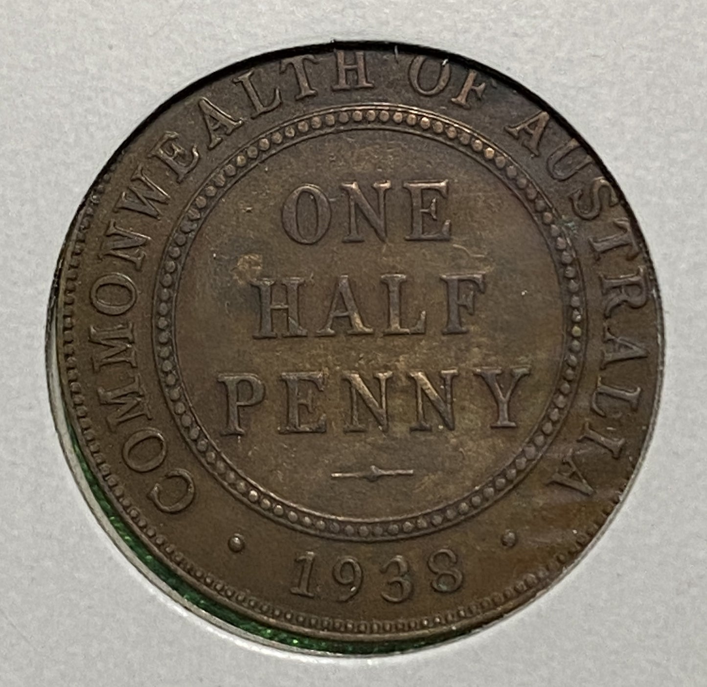 Australian HALF PENNY COIN 1938 KING GEORGE VI ( VG/F ) CONDITION