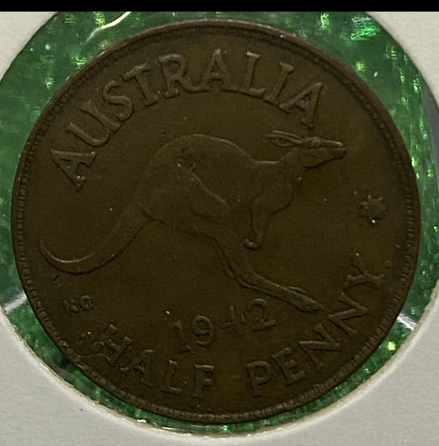 Australian HALF PENNY COIN 1942 KING GEORGE VI ( VG/F ) CONDITION