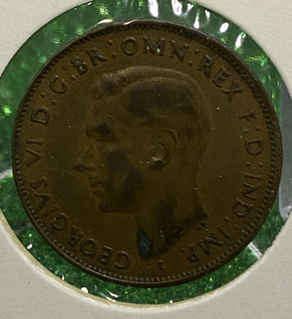 Australian HALF PENNY COIN 1943 KING GEORGE VI ( VG/F ) CONDITION