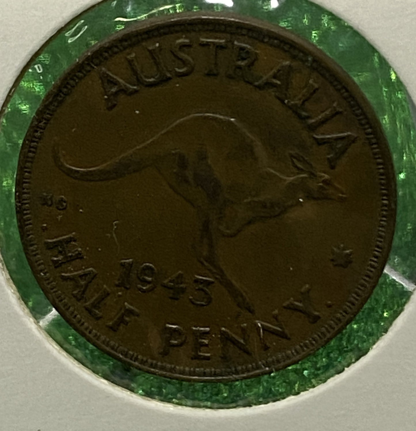 Australian HALF PENNY COIN 1943 KING GEORGE VI ( VG/F ) CONDITION