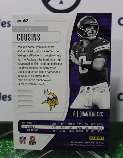 2019 PANINI ABSOLUTE KIRK COUSINS # 67 NFL MINNESOTA VIKINGS GRIDIRON  CARD