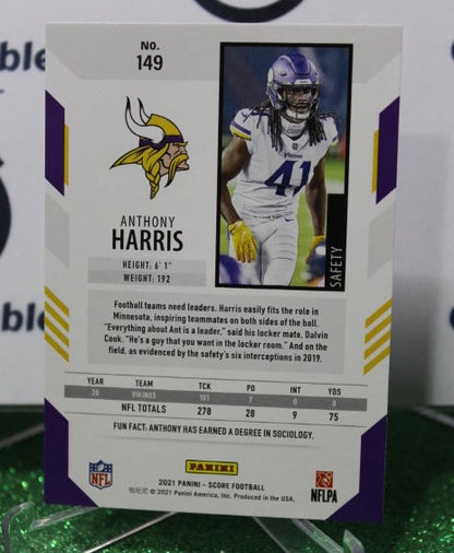 2021 PANINI SCORE ANTHONY HARRIS # 149 NFL MINNESOTA VIKINGS GRIDIRON  CARD