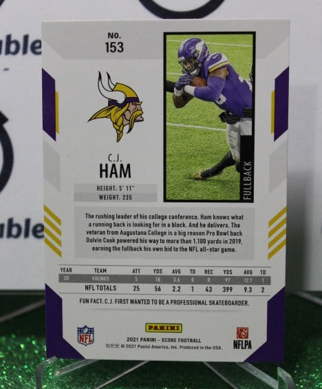 2021 PANINI SCORE C.J. HAM # 153 NFL MINNESOTA VIKINGS GRIDIRON  CARD