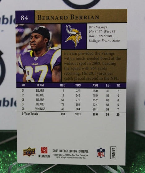 2009 UPPER DECK BERNARD BERRIAN # 84 GOLD NFL MINNESOTA VIKINGS GRIDIRON  CARD