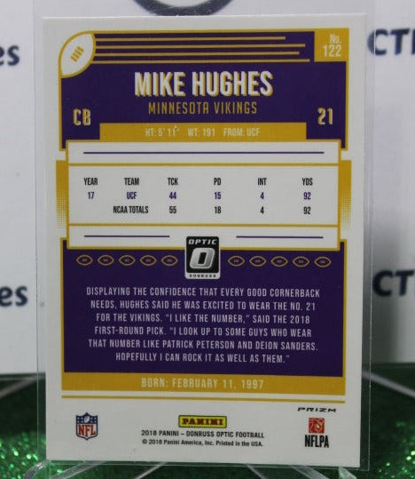 2018 PANINI DONRUSS OPTIC MIKE HUGHES # 122 ROOKIE NFL MINNESOTA VIKINGS GRIDIRON  CARD