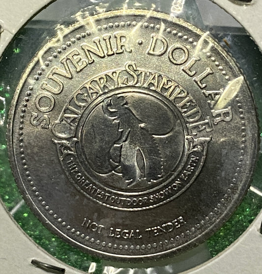 CANADIAN SOUVENIR DOLLAR TOKEN COIN CALGARY STAMPEDE ALBERTA BULL RIDING 1990 (AU/UNC)