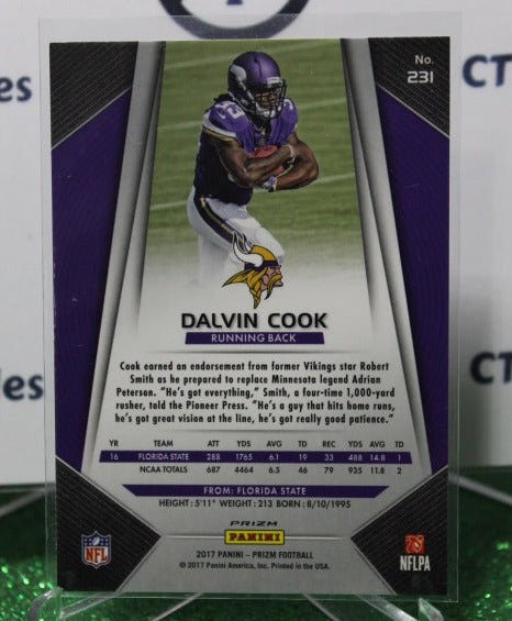 2017 PANINI PRIZM DALVIN COOK # 231 ROOKIE SILVER NFL MINNESOTA VIKINGS GRIDIRON  CARD