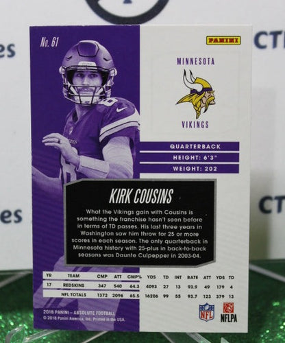 2018 PANINI ABSOLUTE KIRK COUSINS # 61 NFL MINNESOTA VIKINGS GRIDIRON  CARD