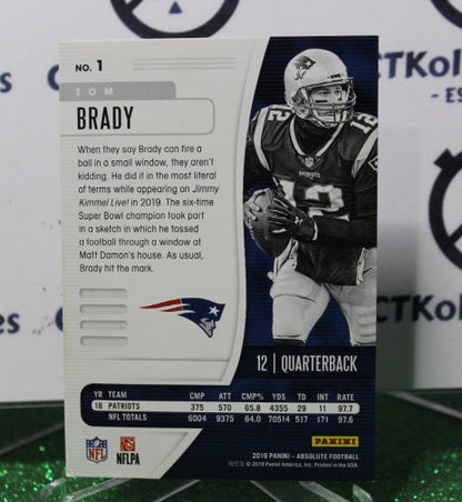 2019 PANINI ABSOLUTE TOM BRADY # 1 NFL NEW ENGLAND PATRIOTS GRIDIRON  CARD