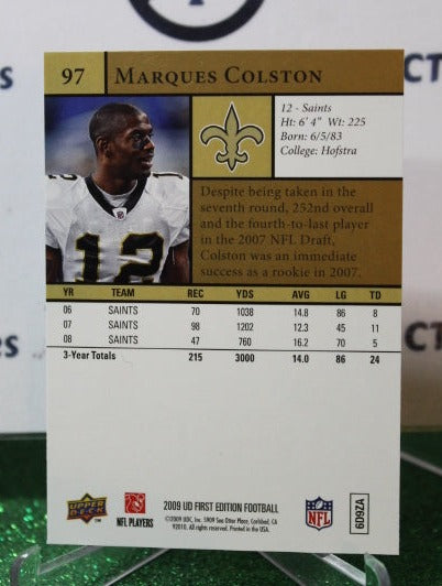 2009 UPPER DECK MARQUES COLSTON # 97 GOLD NFL NEW ORLEANS SAINTS GRIDIRON  CARD