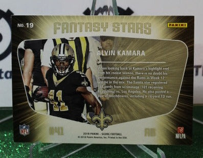 2020 PANINI SCORE ALVIN KAMARA # 19 FANTASY STARS  NFL NEW ORLEANS SAINTS GRIDIRON  CARD