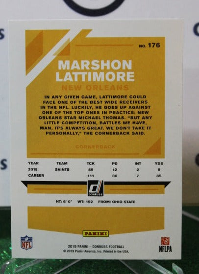 2019 PANINI DONRUSS MARSHON LATTIMORE # 176 NFL NEW ORLEANS SAINTS GRIDIRON  CARD