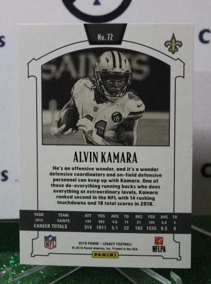 2019 PANINI LEGACY ALVIN KAMARA # 72  NFL NEW ORLEANS SAINTS GRIDIRON  CARD