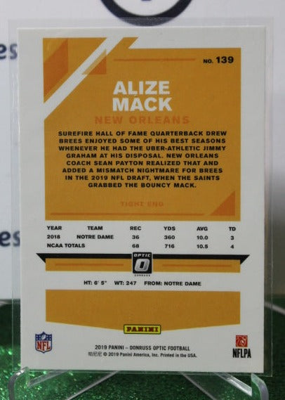 2019 PANINI DONRUSS OPTIC ALIZE MACK # 139 ROOKIE NFL NEW ORLEANS SAINTS GRIDIRON  CARD