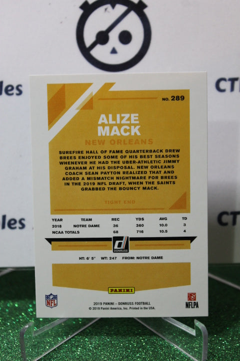 2019 PANINI DONRUSS  ALIZE MACK # 289 ROOKIE NFL NEW ORLEANS SAINTS GRIDIRON  CARD