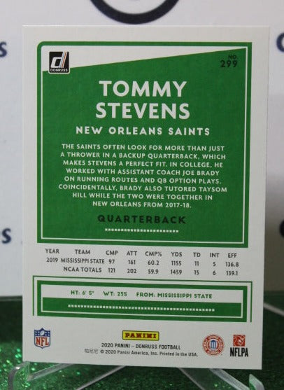 2020 PANINI DONRUSS TOMMY STEVENS # 299 NFL NEW ORLEANS SAINTS GRIDIRON  CARD