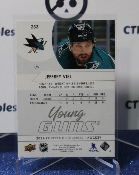 2021-22 UPPER DECK JEFFREY VIEL # 233 YOUNG GUNS ROOKIE SAN JOSE SHARKS HOCKEY CARD