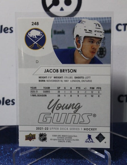 2021-22 UPPER DECK JACOB BRYSON # 248 YOUNG GUNS ROOKIE BUFFALO SABRES HOCKEY CARD