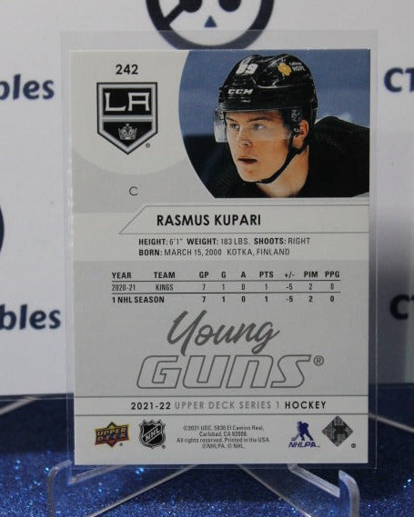 2021-22 UPPER DECK RASMUS KUPARI # 242 YOUNG GUNS ROOKIE L.A. KINGS HOCKEY CARD