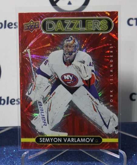 2021-22 UPPER DECK SEMYON VARLAMOV # DZ-29 DAZZLERS RED NEW YORK ISLANDERS HOCKEY CARD