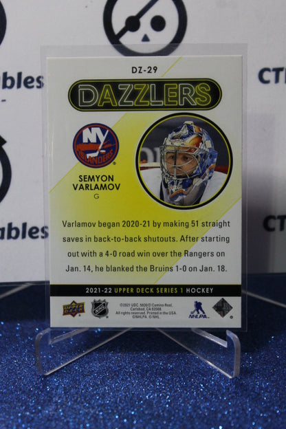2021-22 UPPER DECK SEMYON VARLAMOV # DZ-29 DAZZLERS RED NEW YORK ISLANDERS HOCKEY CARD