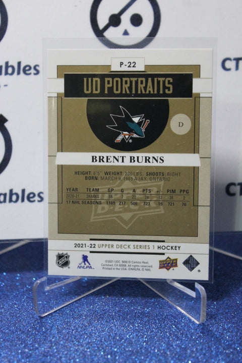 2021-22 UPPER DECK BRENT BURNS # P-22 UD PORTRAITS SAN JOSE SHARKS HOCKEY CARD