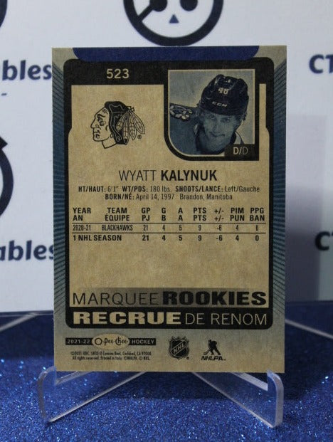 2021-22 O-PEE-CHEE WYATT KALNUK # 523 MARQUEE ROOKIES BLUE EDMONTON OILERS HOCKEY CARD