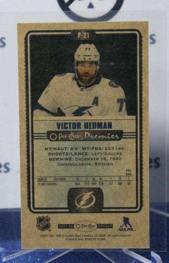 2021-22 O-PEE-CHEE PREMIER VICTOR HEDMAN # P-21 TAMPA BAY LIGHTNING HOCKEY CARD