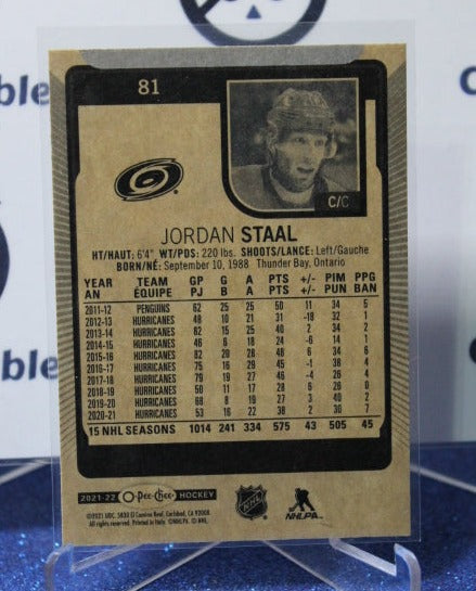 2021-22 O-PEE-CHEE JORDAN STAAL # 81 CAROLINA HURRICANES NHL HOCKEY CARD