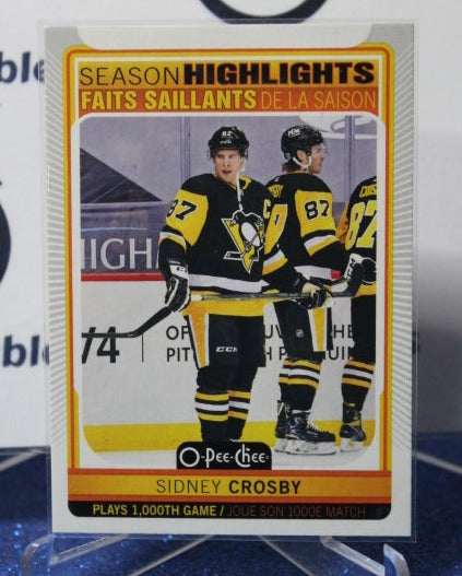 2021-22 O-PEE-CHEE SIDNEY CROSBY # 594 SEASON HIGHLIGHTS PITTSBURGH PENGUINS NHL HOCKEY CARD