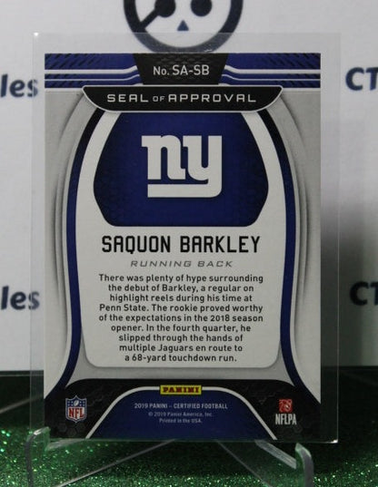 2019 PANINI CERTIFIED SAQUON BARKLEY # SA-SB SEAL OF APPROVAL NFL NEW YORK GIANTS GRIDIRON  CARD